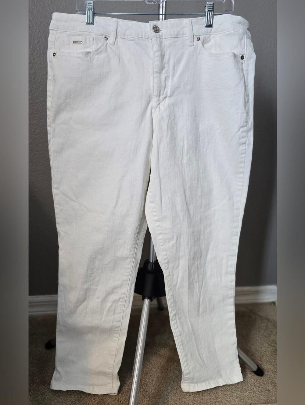 Nine West Gramercy Crop Jeans Women’s 16 White Slim Fit Stretch Cotton